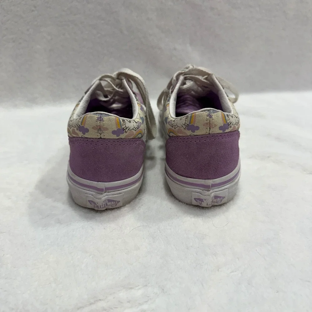 Kids Vans Old Skool Unicorn Rainbow Sneakers‎ Purple Suede Lace Up Size